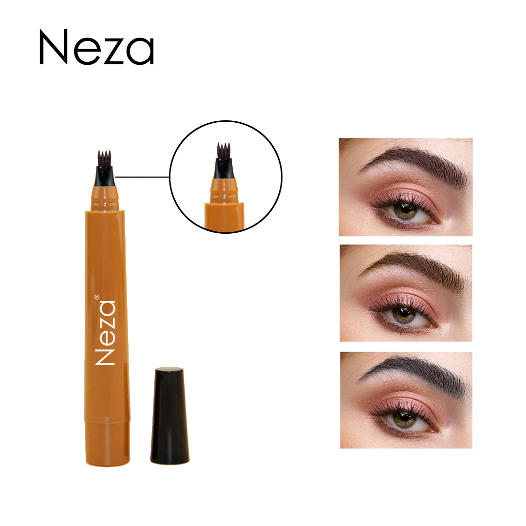 Gambar Neza Waterproof Four Forked Eyebrow Pencil Liquid Micro carving Long lasting 4 Forked Thick Eyebrow Pen 3 Color Options Daily Office Eye Makeup