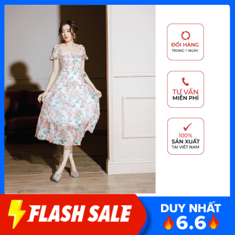 Váy xòe 3 tầng cổ vuông CChat Clothes