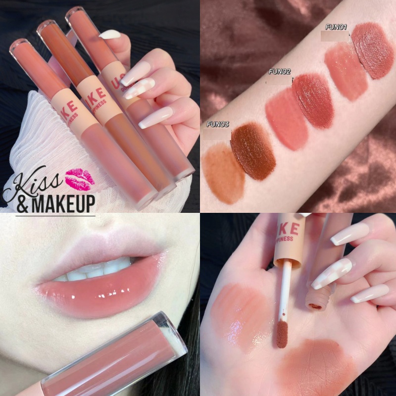 Son Kem Lì + Bóng 2 Trong 1 USLIKE Tone Nude 3D Chống Thấm Nước Siêu Hot