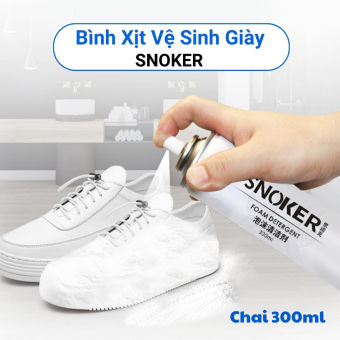 Chai Xịt Vệ Sinh Giày Bọt Tuyết Snoker 300ml Cao Cấp, Bình Xịt Vệ Sinh Giày Tạo Bọt Siêu Mịn Tẩy Sạch Vết Bẩn Cứng Đầu