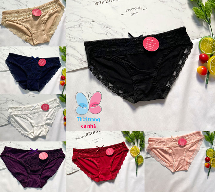 QUẦN LÓT NỮ THUN COTTON LỤA PHỐI REN HÀNG VIỆT NAM - QLElena