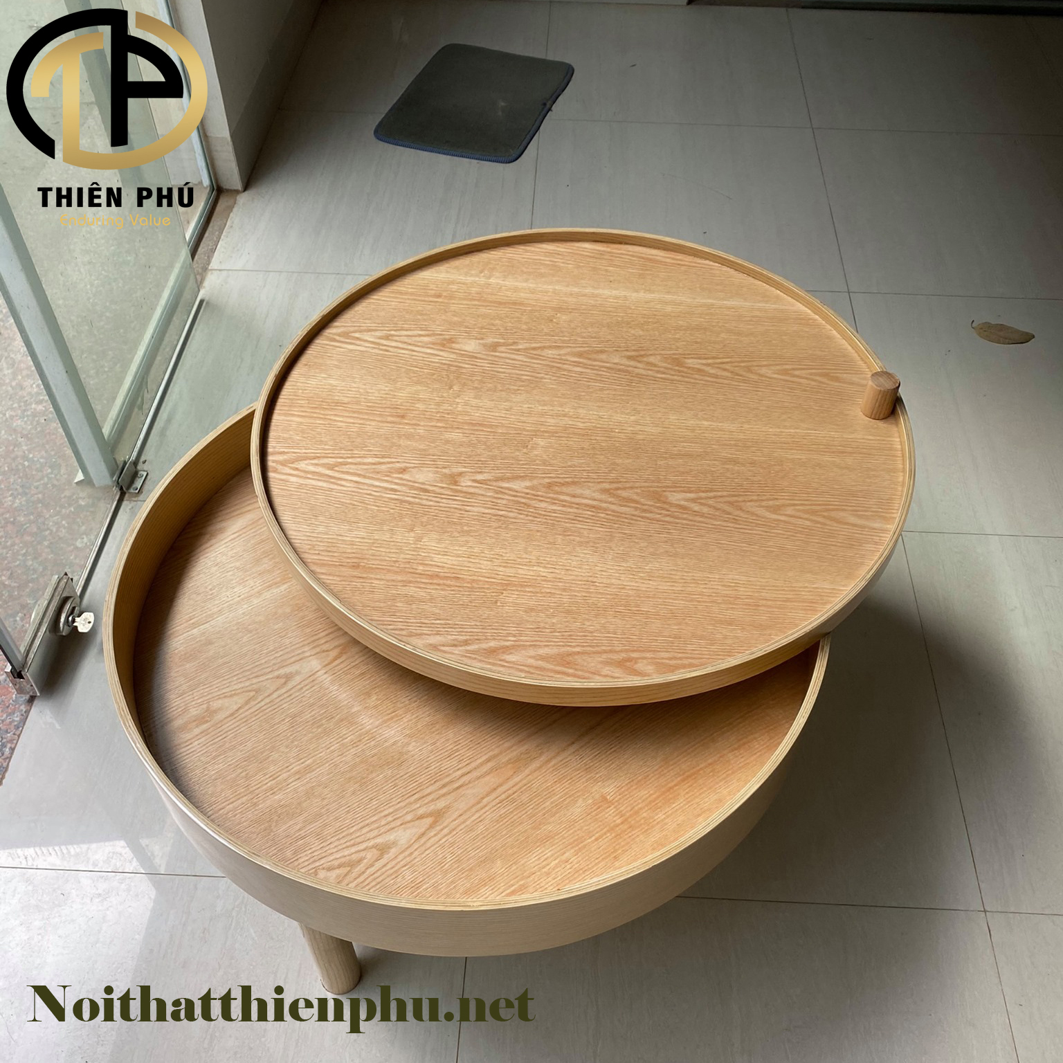 Bàn Trà Xoay Turning, Kiểu Dáng Hiện Đại, Chất Liệu Gỗ Sồi Nga Cao Cấp, Hàng Sẵn 3 Màu Tự Nhiên, Đen, Nâu Bảo Hành Chính Hãng 12 Tháng