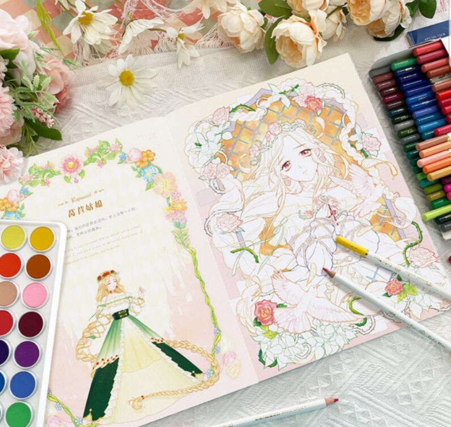 Line art tranh tô màu nước combo 10 tranh khổ A4