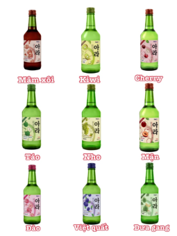 Soju Korice Nhập Khẩu chính ngạch Hàn Quốc 360ml 12 vị