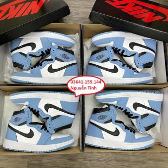 Giày Jordan 1 High University Blue ( Ảnh + Hàng Sẵn ), giày jordan xanh nhạt cao nam nữ, giày jordan