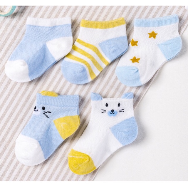 Set 5 đôi Tất vớ điều hòa Kids Socks cho bé sơ sinh - 2 tuổi thông thoáng