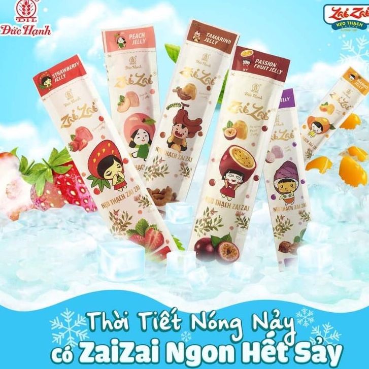 500g kẹo thạch zai zai đức hạnh thanh dài mẫu mới- đồ ăn vặt