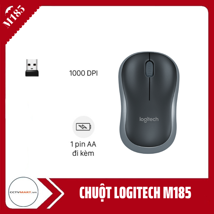 Chuột máy tính chuột bluetooth không dây logitech m185 dùng cho máy tính để bàn/pc/laptop, usb 2.4ghz