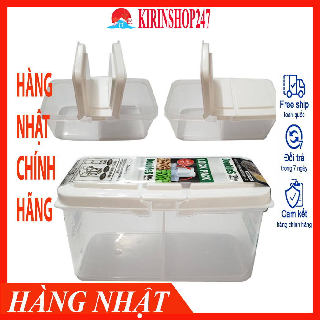 Hộp đựng thực phẩm chia 2 ngăn nắp rời Made in Japan