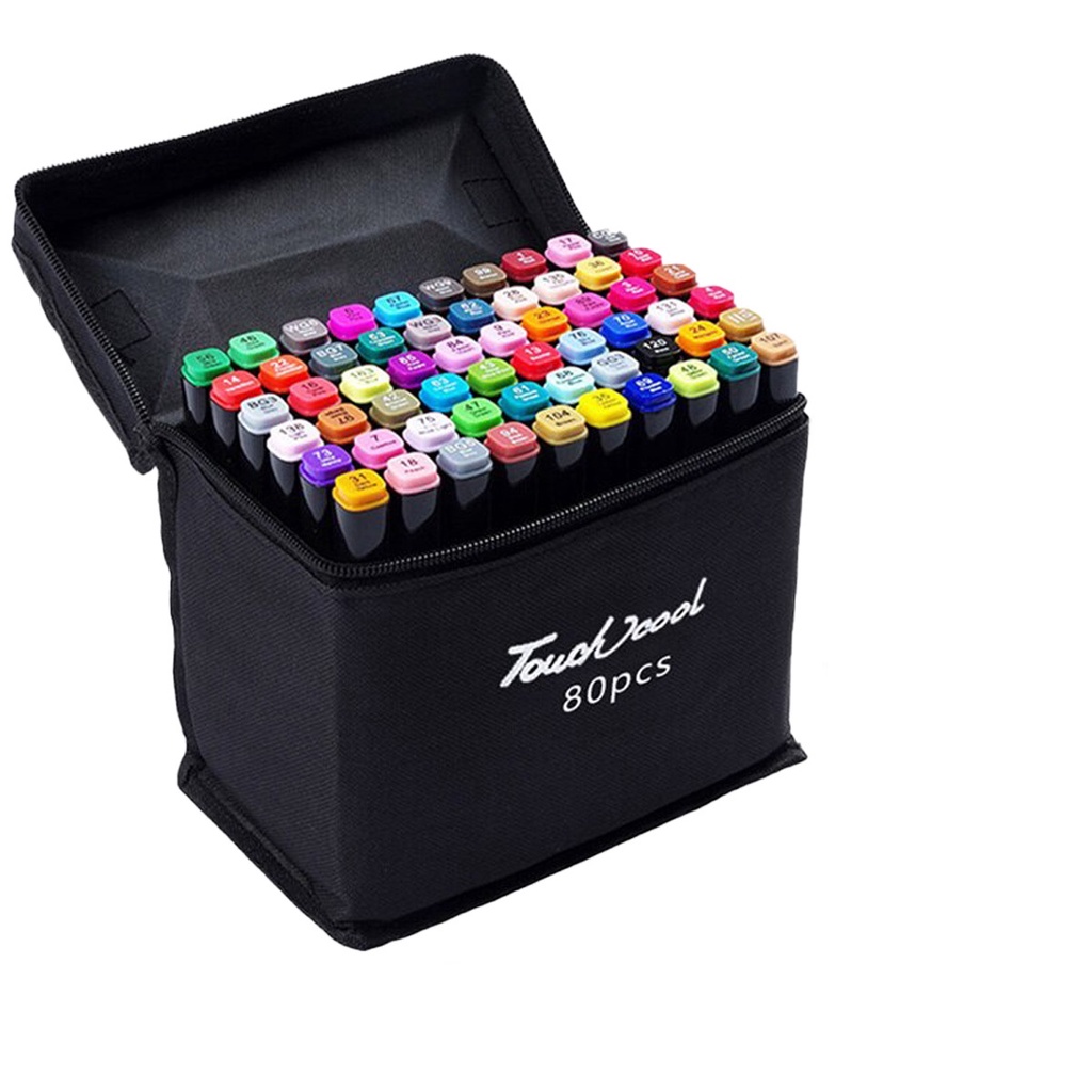 Bút màu marker touch cool 48 pcs, họa cụ tô màu dạ vẽ tranh anime túi vải màu chuyên nghiệp cho bé