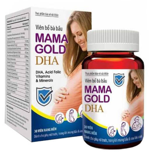 Viên bổ bà bầu Mama Gold DHA - Bổ sung các chất sắt, canxi, chất xơ thiên nhiên