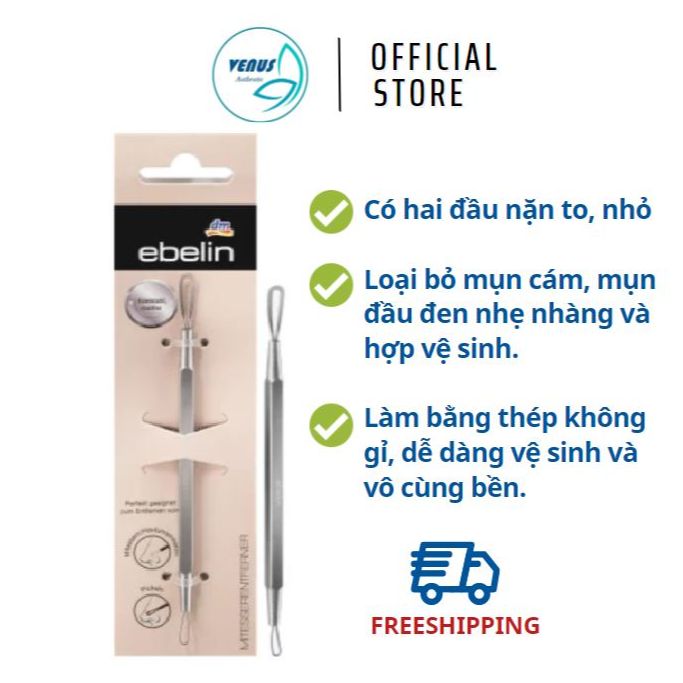 Cây nặn mụn hai đầu Ebelin thép không gỉ - Hàng nội địa Đức
