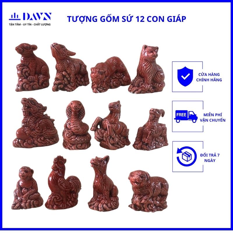 Tượng gốm sứ Bát tràng, 12 con giáp: tý, sửu, dần, mão, thìn, tỵ, ngọ, mùi, thân, dậu, tuất, hợi phụ kiện trang trí bàn làm việc, bàn học, phòng khách,hòn non bộ, tiểu cảnh, chậu cây trang trí để bàn, làm quà tặng..,...