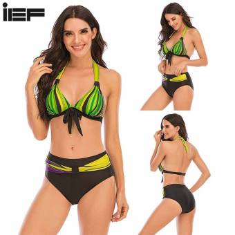 IEF Đồ Bơi Cho Nữ Đồ Bơi Bikini Kích Thước Nữ Hoàng Đồ Bơi Bikini Phong Cách Resort Sọc Gợi Cảm
