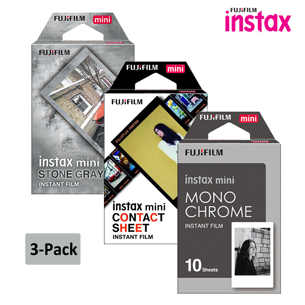 Fujifilm Instax Mini Film Color Instant Film Stone Grey + Contact Sheets + Monochrome cho Máy ảnh Fuji Instax Mini 9 11 40 EVO Mini Link Liplay