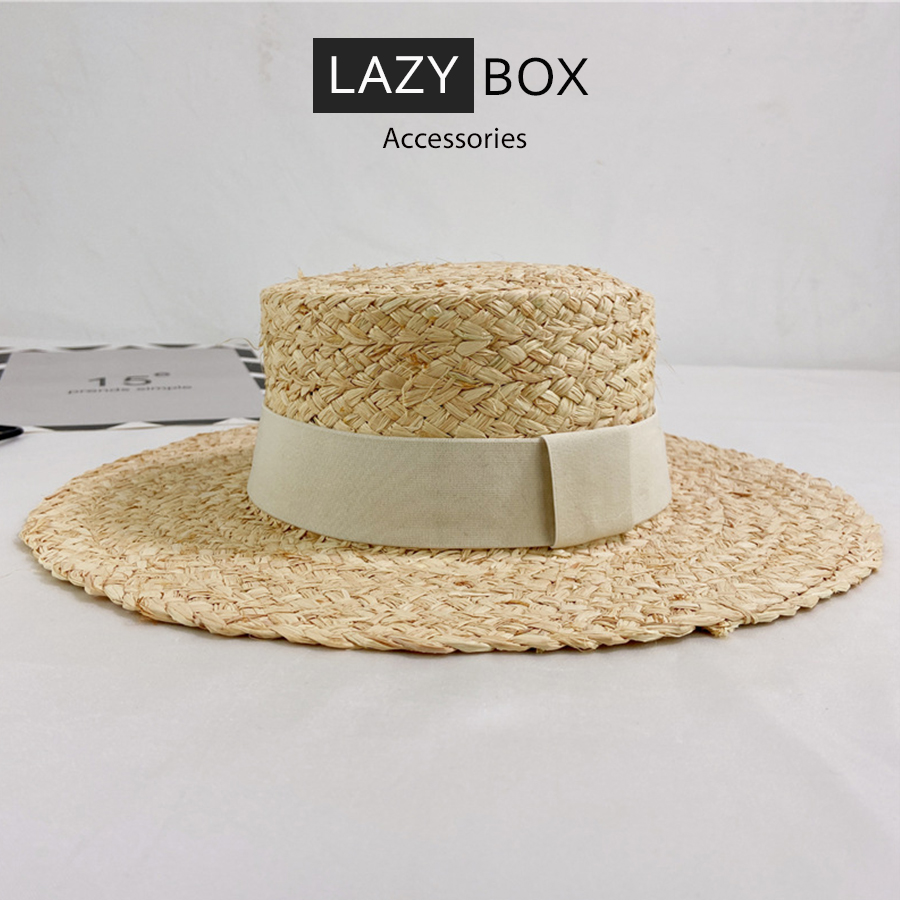 Mũ cói nón cói đi biển rộng vành chất liệu sợi raffia tự nhiên dáng gaucho
