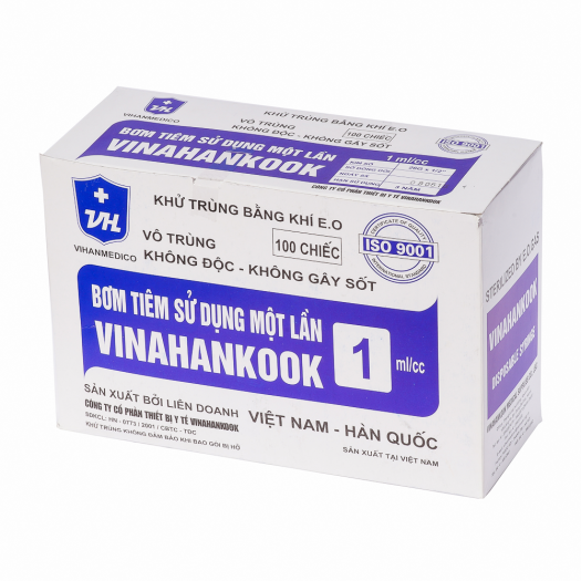 Bơm tiêm Vinahankook 1ml/cc ( cỡ kim 26G x 1/2")