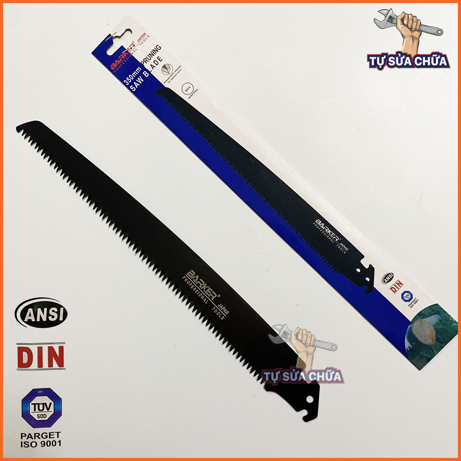 Lưỡi cưa gỗ thay thế cầm tay dạng thẳng 350mm chính hãng Baker Đài Loan thép SK4 siêu cứng với lưỡi 3D giúp cưa dễ dàng hơn