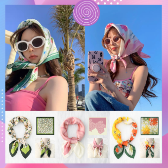 Khăn lụa Bandana vuông choàng cổ trùm đầu đi biển buộc tóc