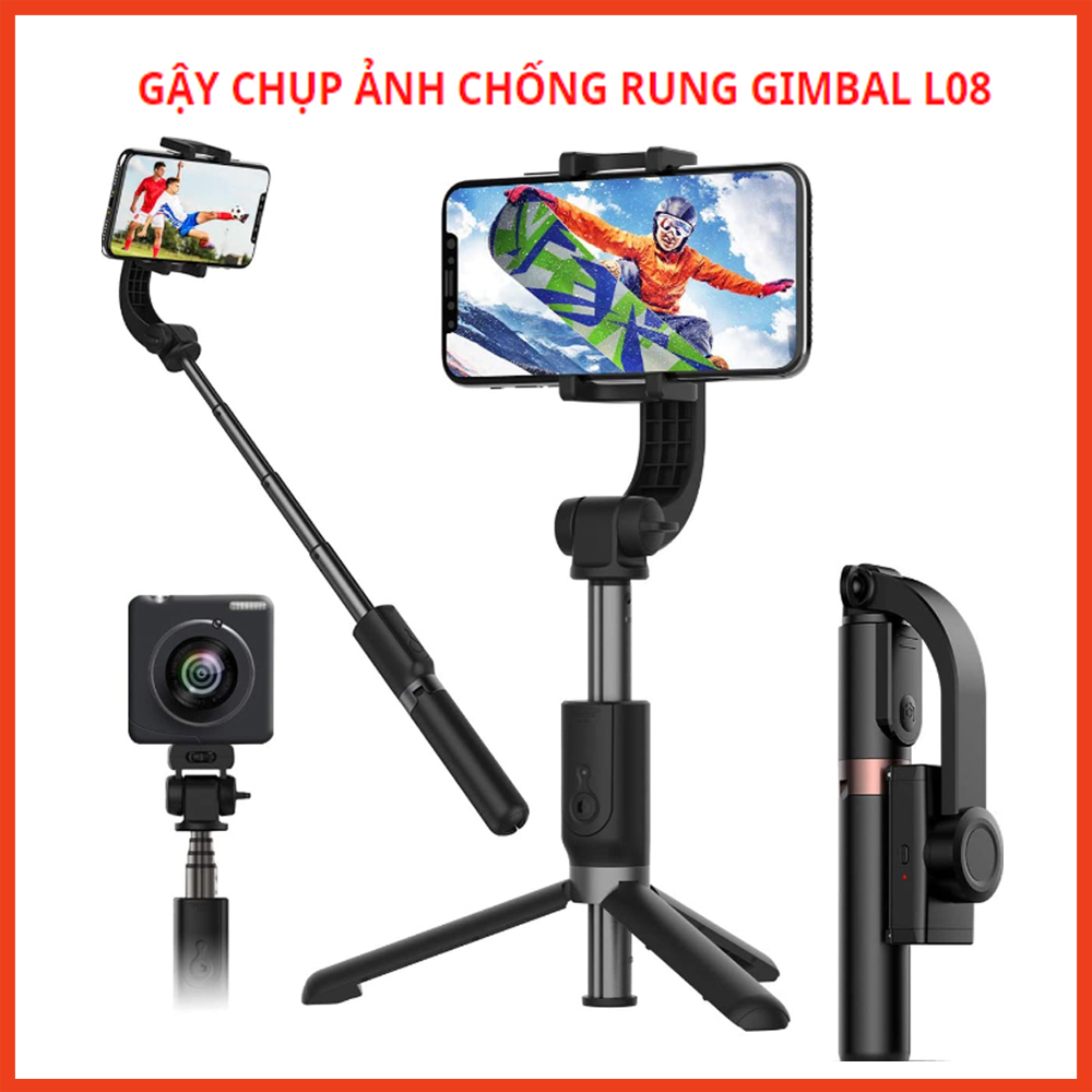 Gậy chống Rung Gimbal Stabilizer L08, Gậy chụp ảnh Gimbal L08 chống rung hỗ trợ quay Video chuyển động cho Livestreamer vloger, Kết nối bluetooth