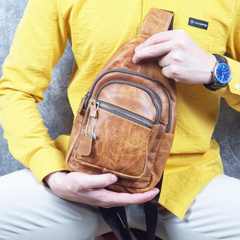 Túi đeo chéo nam da bò sáp TD105LEA (Vàng bò) - 100% da bò thật, BH 3 năm