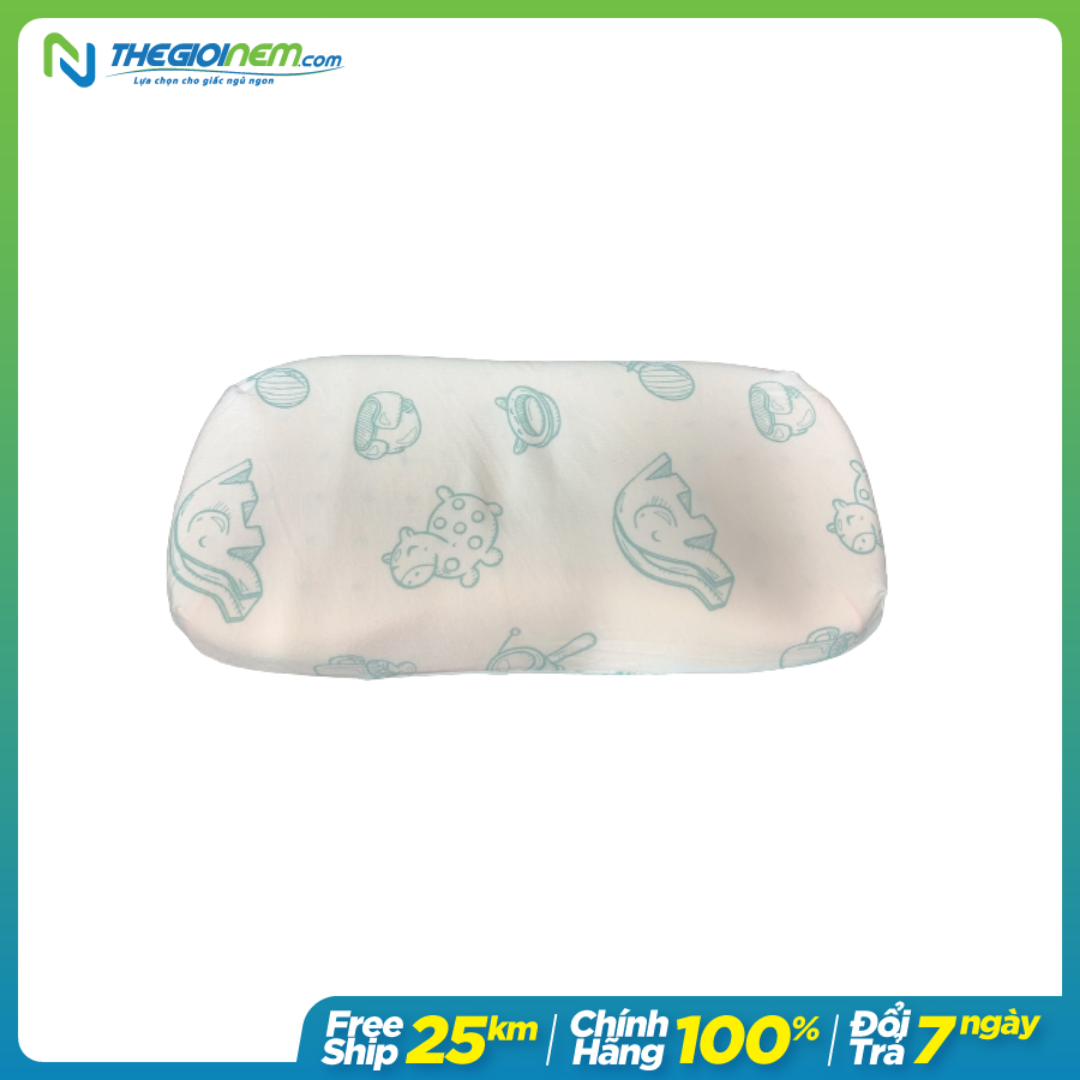 Gối cao su thiên nhiên em bé Liên Á Contour 17x35x3cm & 01 Áo gối cùng kích thước
