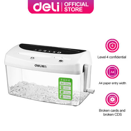 Deli 4L Paper Shredder - Portable Shredder for Paper, CDs, Credit