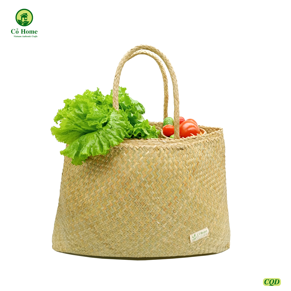 Giỏ cói/ giỏ đựng quà / làn đi chợ - cỏ home