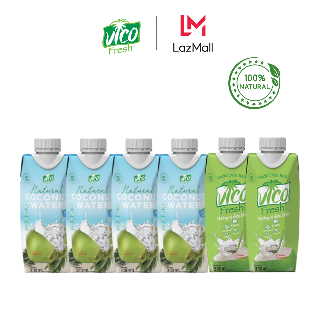 COMBO 6 HỘP VICO FRESH 330ML (4 NATURAL, 2 DỨA)