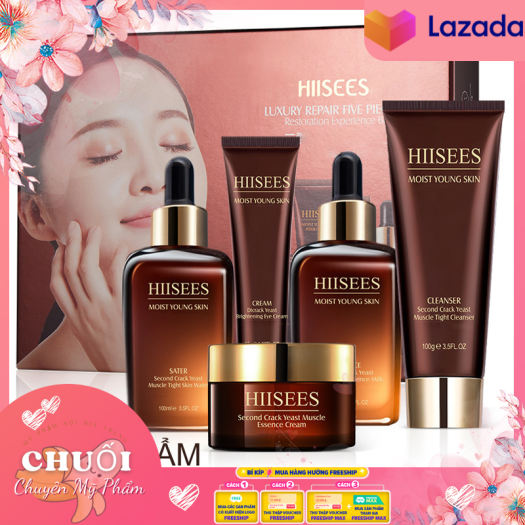 Bộ Mỹ Phẩm Dưỡng Da 6 Món Hiisees | Bộ sản phẩm dưỡng da - căng bóng chăm sóc da mặt HIISEES Bộ 6 món nội địa trung