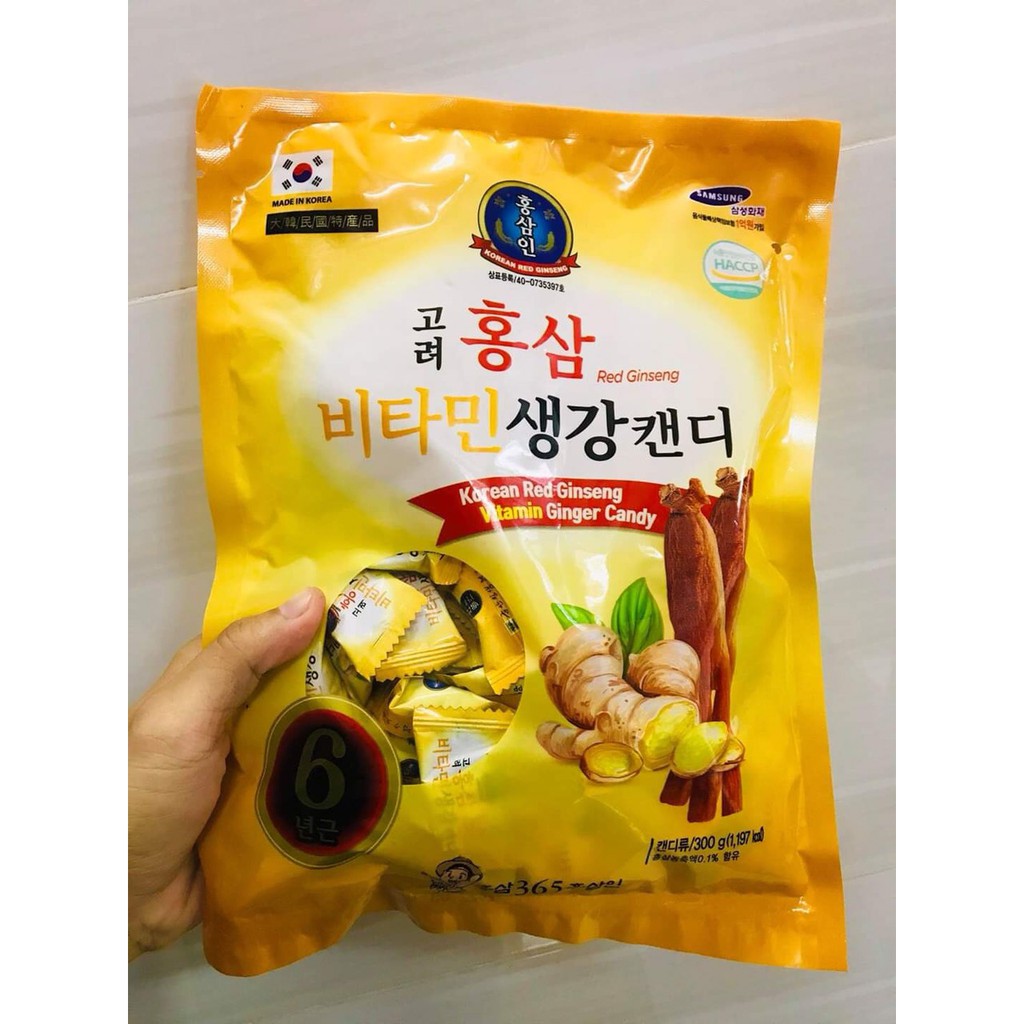 Kẹo Gừng Vitamin 365 Hồng Sâm Hàn Quốc - Gói 300gram