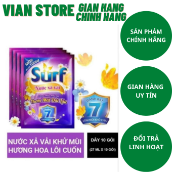 COMBO 5 DÂY Nước Xả Vải SURF dây 10 gói x 27ml Khử Mùi  Hương Hoa Lôi Cuốn (Tím)