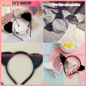 Cài cứng bờm tóc gọng kim loại băng đô tai mèo cáo lông xù siêu mịn