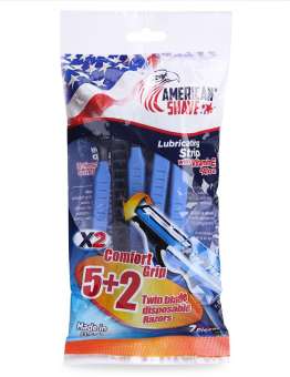 Dao cạo râu 2 lưỡi American Shave X2 (gói 7 cây) thiết kế gồm 2 lưỡi dao và dễ điều chỉnh theo hình dáng khuôn mặt giúp cạo sát và sạch vùng mặt