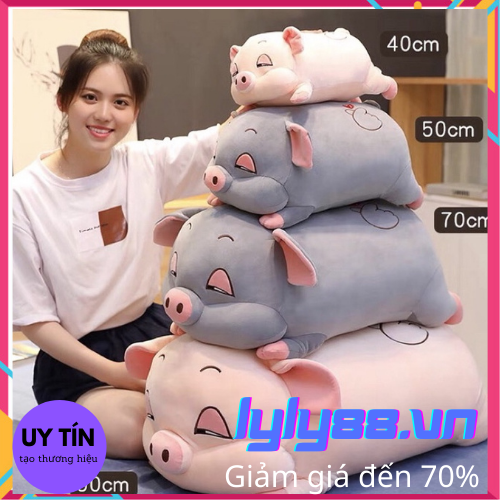 Gối ôm hình thú con heo béo mắt hí cute thú nhồi bông con lợn ngủ béo ú 