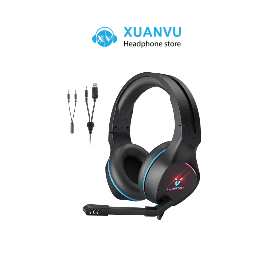Tai nghe chơi game soundpeats g1 | tai nghe over-ear trang bị driver 40mm, mic định hướng 100 độ, có led rgb