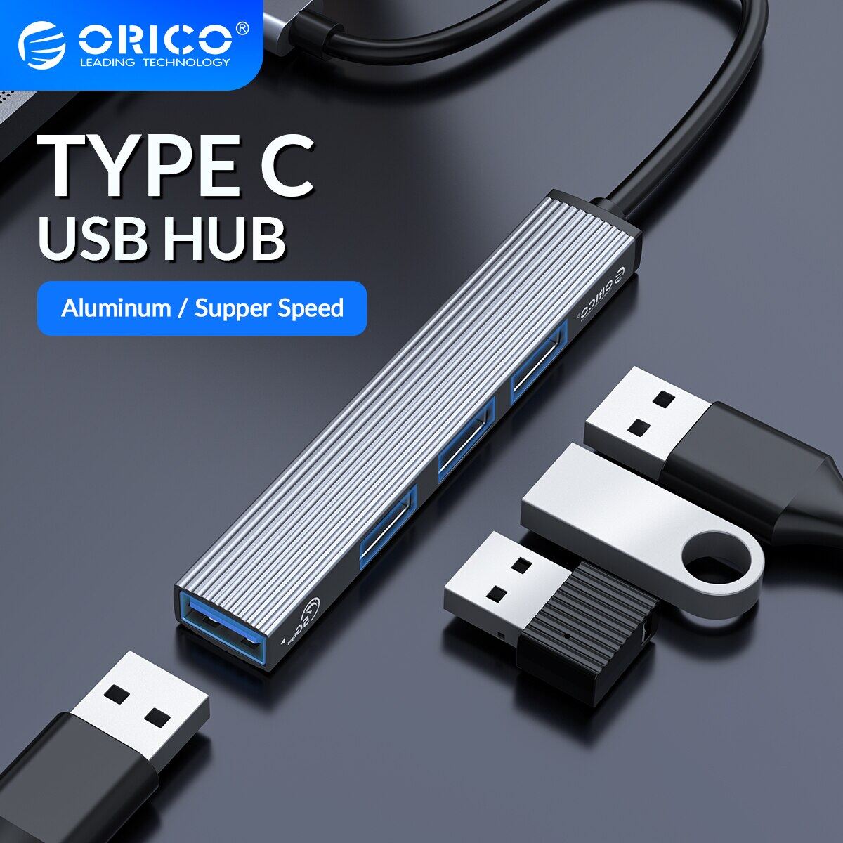 Orico hub nhôm type c 4 cổng usb 3.0 2.0 bộ chia di động siêu mỏng