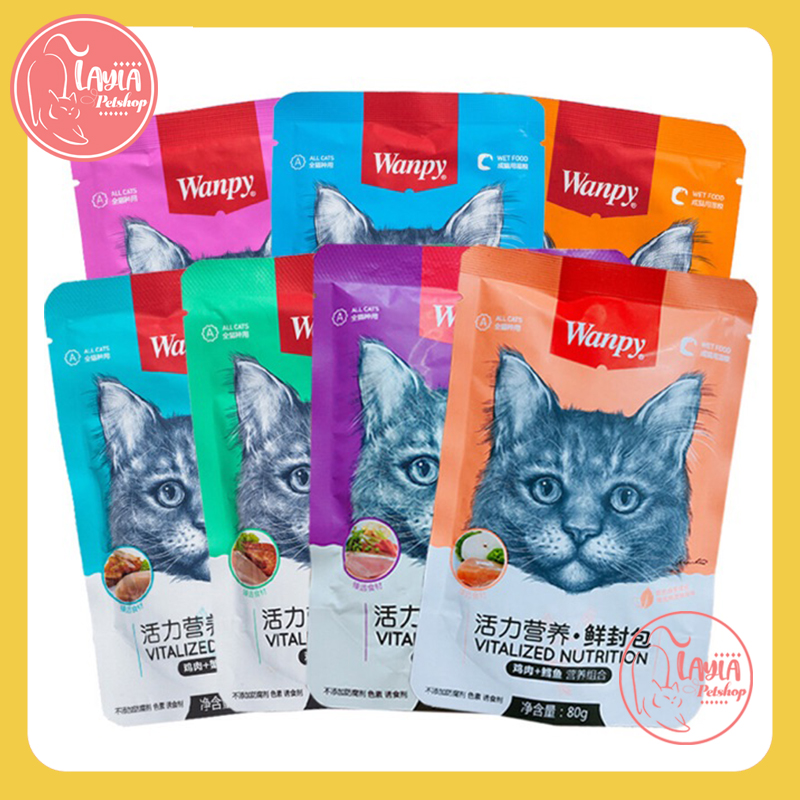 Pate Wanpy cho mèo gói 80g - Đầy đủ các vị