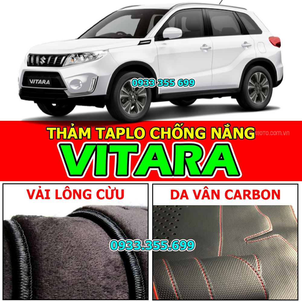 Thảm taplo suzuki vitara bằng nhung lông hoặc da vân carbon, da vân gỗ