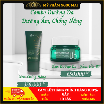 Combo Dưỡng Da, Chống Nắng MQ Skin, Kem B5 (30g) + Kem Chống Nắng (50g) MQ Skin Chính Hãng