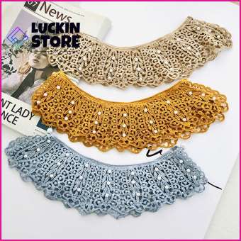 TREND 57SHOP Thời trang mới Điều chỉnh quần áo Khăn choàng trang trí Áo choàng nhỏ Đường viền cổ áo bằng vải ren Có thể tháo rời Cổ áo giả Áo sơ mi lửng có ve áo