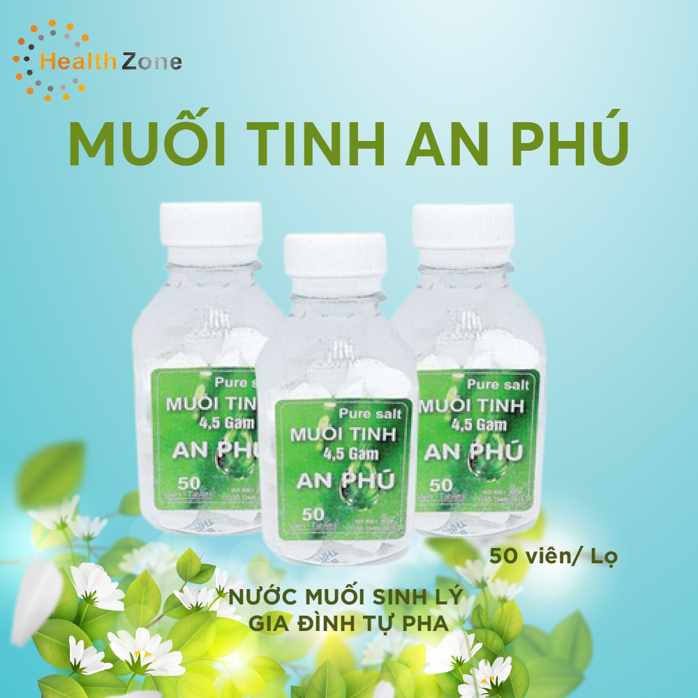 Muối tinh an phú 4,5gram/viên dùng pha nước muối sinh lý - lọ 50 viên