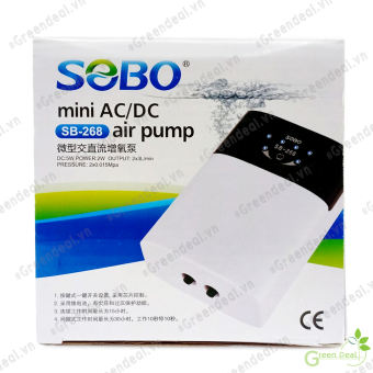 SOBO - Mini AC/DC Air Pump (SB-268) | Máy bơm sủi Oxy tích điện cho hồ cá thủy sinh