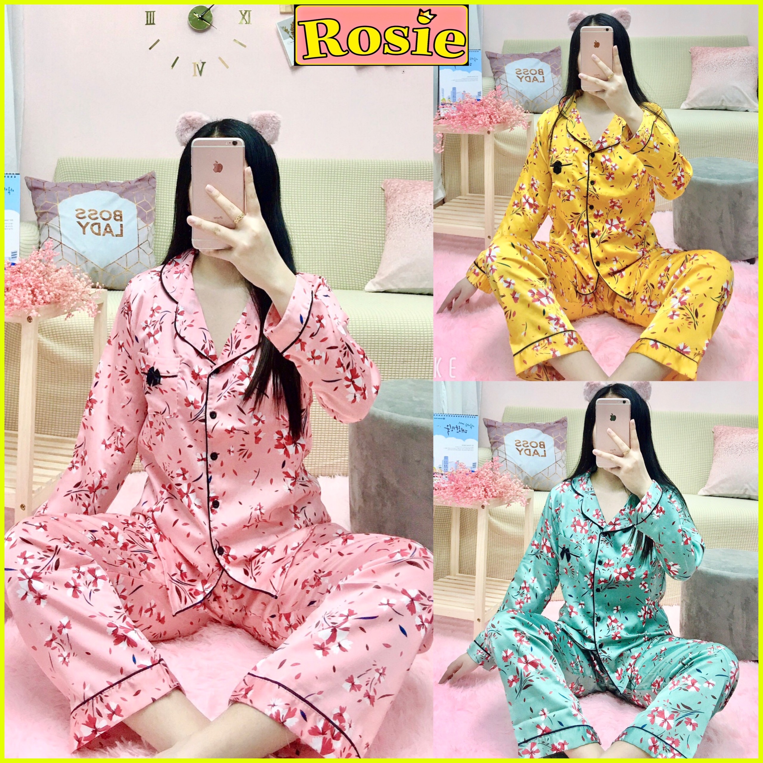 Bộ ngủ lụa satin cực xinh mới về ❤️ đồ ngủ nữ thiết kế cực xinh đồ bộ satin ❤️ đồ ngủ nữ ❤️ bộ cổ sen ❤️ bộ tay dài ❤️ sỉ đồ bộ xưởng ❤️ xưởng may pizama ❤️ Bộ