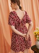 A2861 Melody Fashion Bowknot Back Floral Plus Size Dress