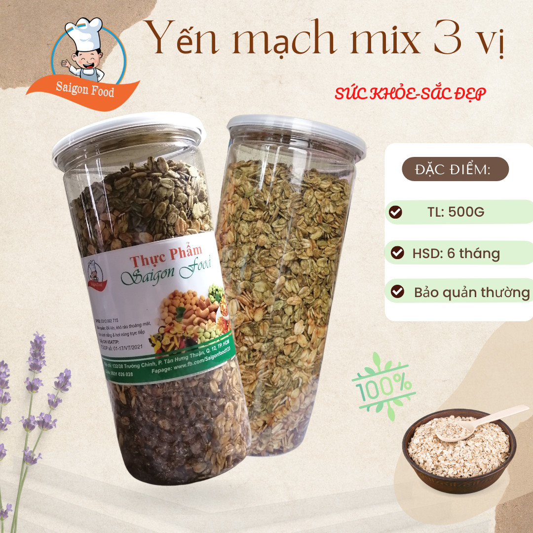 [HCM]500G YẾN MẠCH NƯỚNG MẬT ONG MIX 3 VỊ (TRUYỀN THỐNG MATCHA SOCOLA) -SAIGONFOOD