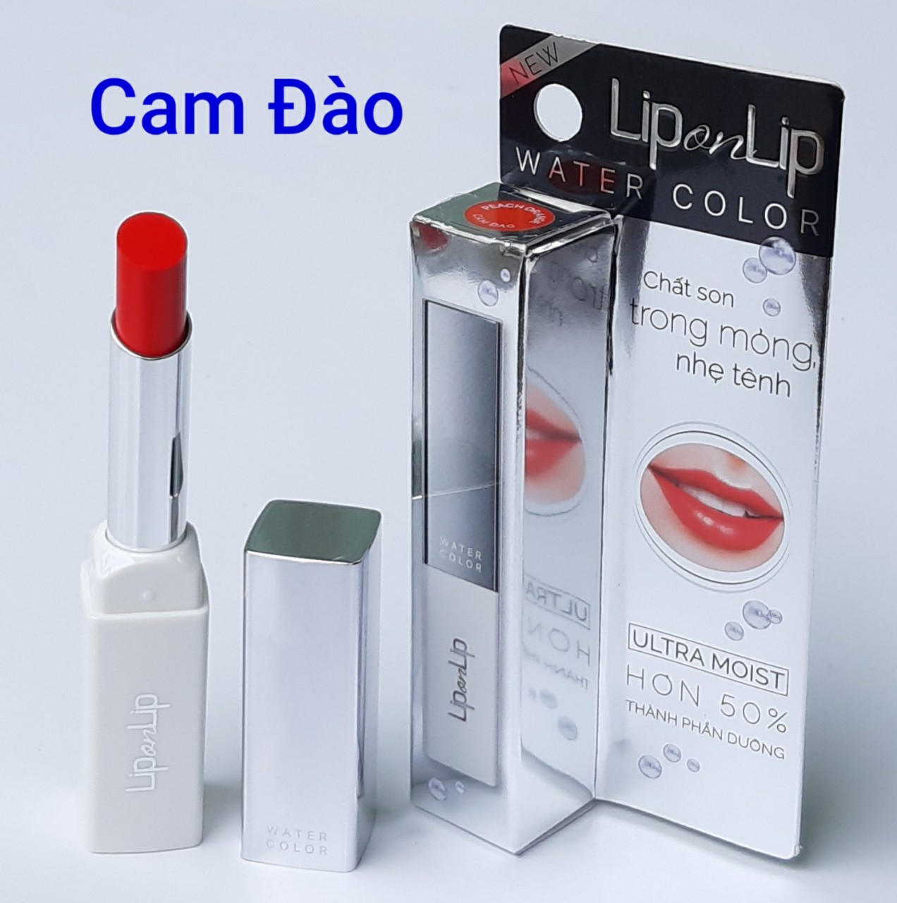 [Cam Đào] Son dưỡng môi Ultra moist 50% có màu Lip On Lip Water Color Peach Orange – Net 2.2g  (Cam Đào tươi tắn)