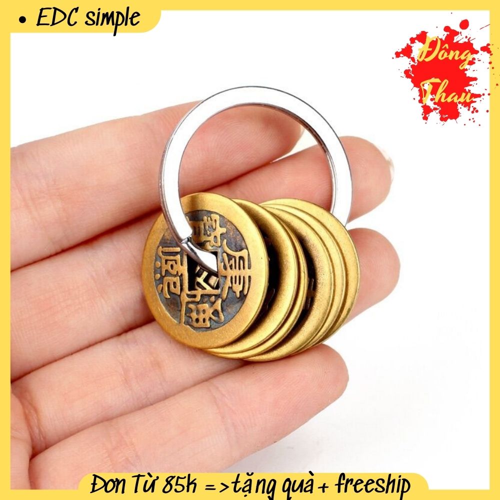 Combo 5 đồng xu tiền xu cổ kèm khoen đồng , tiền xu cổ phong thuỷ