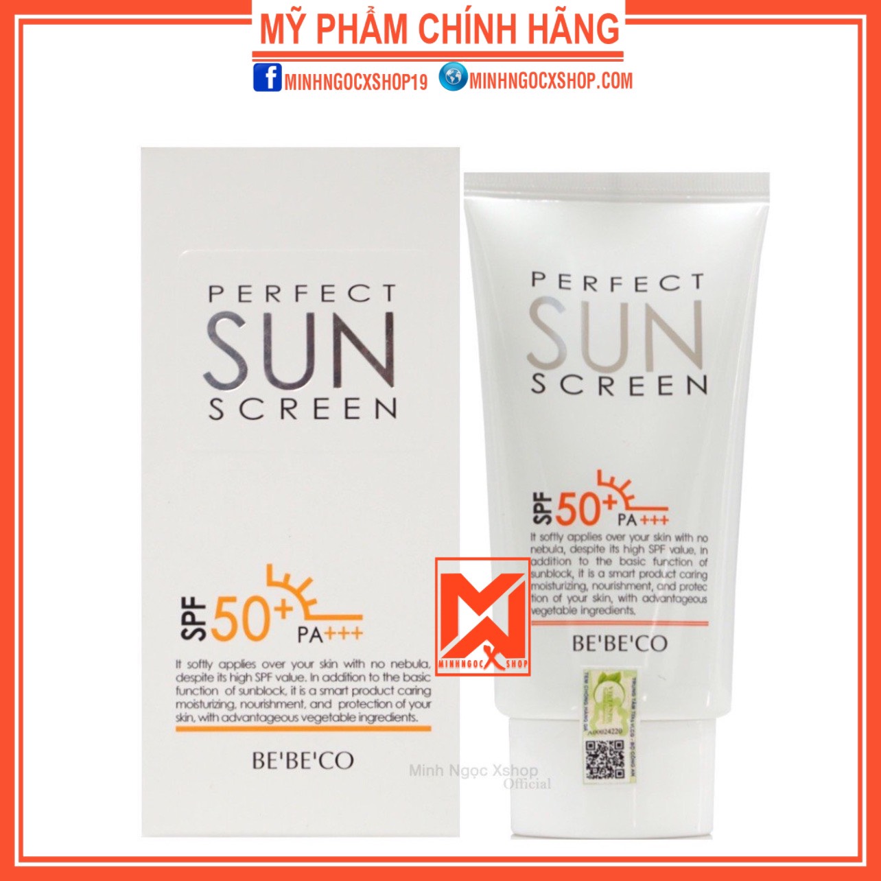 Kem chống nắng Bebeco 70ml kem chống nắng hoàn hảo Bebeco Perfect Sun Screen SPF 50+/pa+++ chính hãn