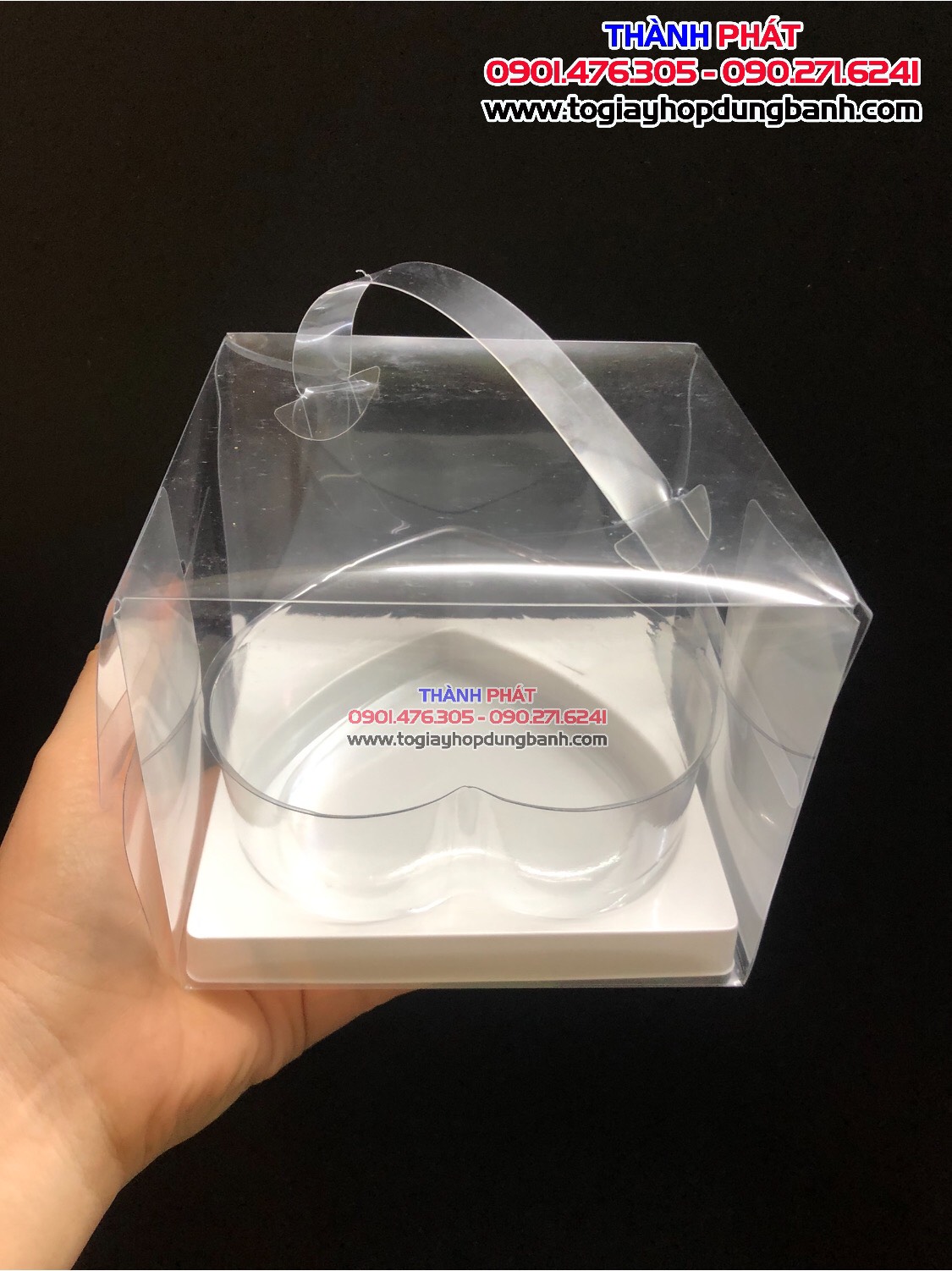 Bộ hộp mica trong suốt kèm khuôn tim để bánh lạnh đế trắng 390ml - khuôn trái tim đựng rau câu 3D, 4D - hộp trái tim đựng bánh kem, bánh lạnh, rau câu hoa hổi